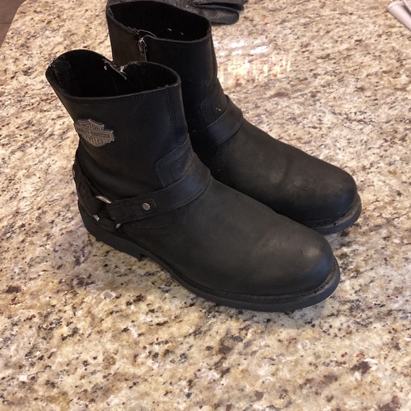 Black Harley Davidson boots-zip up - Picture 3 of 5